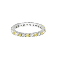 Fancy Yellow Canary And White Diamond Eternity Ring Band 14k Gold 1/2ct