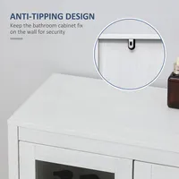 Bathroom Cabinet W/ Double Glass Doors And Adjustable Shelf