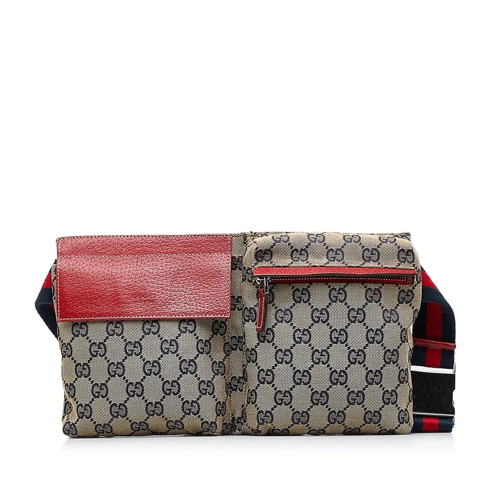 Gucci GG Canvas Double Pocket Belt Bag