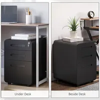 3 Drawers File Cabinet On Wheels Lockable For Home Office