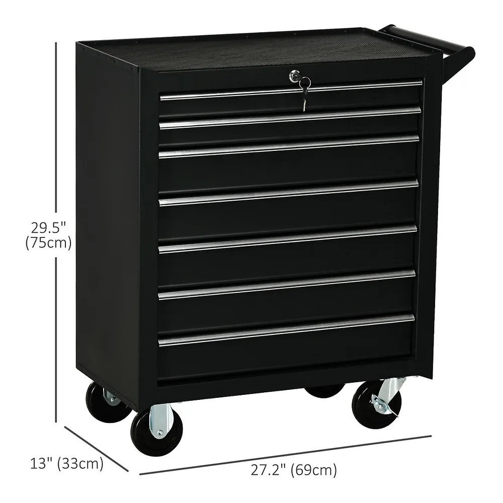 DURHAND Metal Tool Box Portable Chest Organizer With Drawers