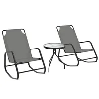 3 Pieces Rocking Chairs Set Of 2 W/ Mesh Fabric Seat