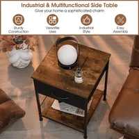 2 Pcs 2-tier Nightstand Bedside End Sofa Table With Drawer For Living Room