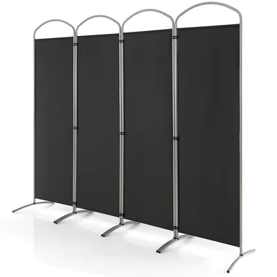4 Panels Folding Room Divider 6 Ft Tall Fabric Privacy Screen Black/brown/grey/white