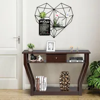 Modern Sofa Accent Table W/drawer Entryway Hallway Hall Gray Brown