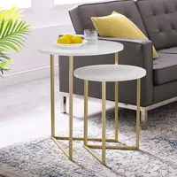 Rover Glass Mirror Metal Frame Mid-century Nested Living Room Side End Table