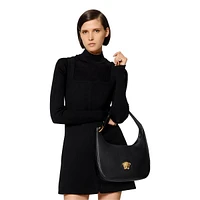 La Medusa Convertible Black Leather Hobo Bag