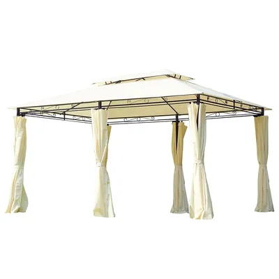 2-tiers Patio Gazebo With Curtains