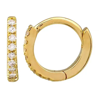14k Gold Diamond Mini Upper Lobe Huggie Earrings