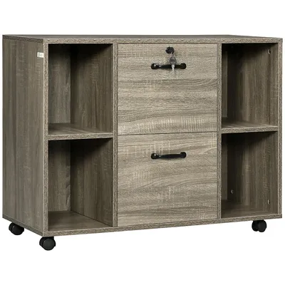 Lateral File Cabinet Mobile Printer Stand With Open Shelves