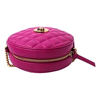 La Medusa Round Quilted Leather Pink Cross Body Bag