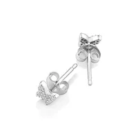 Mini Butterfly Earrings With Diamonds In Sterling Silver