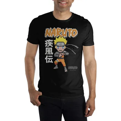 Naruto 8bit Kanji Black T-shirt