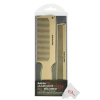 Barberology Goldfx Metal Comb Set 9" Clipper Comb And 7.5" Cutting Comb