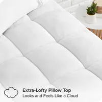 Pillow-top Mattress Pad - Premium Goose Down Alternative Overfilled Microplush Reversible Topper Hypoallergenic