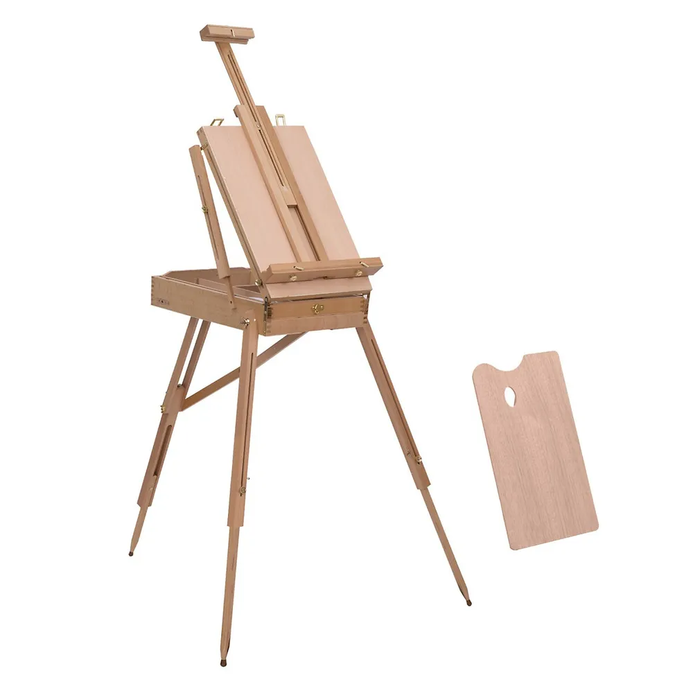 HOMCOM 55Beech Wood Adjustable Folding Art Easel StandPainting Display  Rack- Black