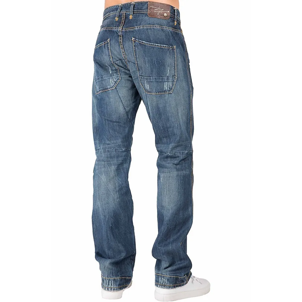 Men's Slim Straight Premium Jeans Vintage Whisker Ripped & Repaired