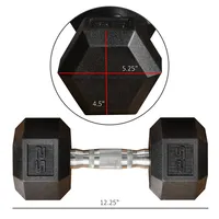 Rubber Dumbbells Weight Set, Total 50lbs, Black
