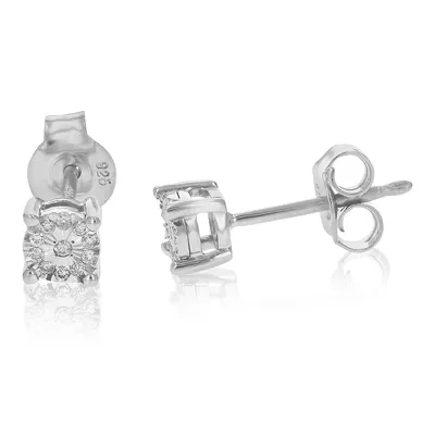 1/ Cttw Stud Earrings For Women, Round Lab Grown Diamond Stud Earrings In .925 Sterling Silver