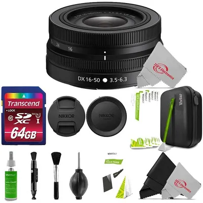 Nikkor Z Dx 16-50mm F/3.5-6.3 Vr Wide Angle Lens + 64gb Memory Card + Professional Cleaning Kit