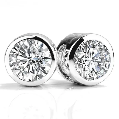 1 Ct Round Vvs1 D Lab Created Moissanite Earrings 0.925 White Sterling Silver
