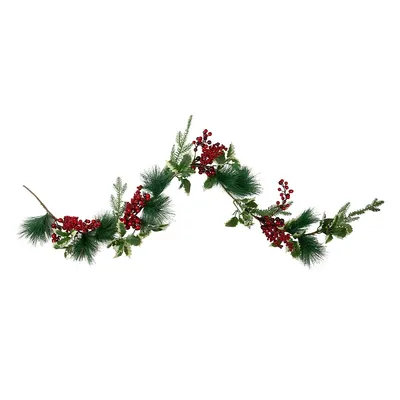 5' X 5" Holly And Pine Springs Artificial Christmas Garland - Unlit