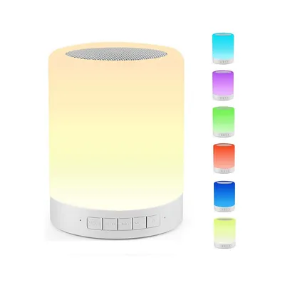 Smart Touch Control Bedside Table Lamp With Colorful Led, Wireless Bluetooth Speaker