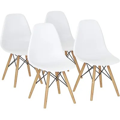 Set Of 4 Mid Century Modern Style Dining Side Chair Wood Leg