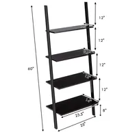 Industrial Ladder Shelf 4-tier Leaning Wall Bookcase Plant Stand Rustic