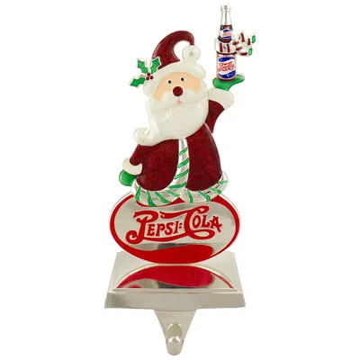 9.75" Silver Plated Pepsi-cola Santa Claus Christmas Stocking Holder