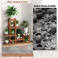Multi-layer Wood Plant Stand Flower Shelf Rack With High Low Structure