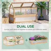 Wooden Cold Frame, Raised Garden Bed With Polycarbonate