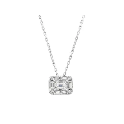 0.28 Carat Tw Multistone Emerald Cut Diamond Pendant In 10kt White Gold
