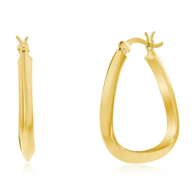 Sterling Silver Or Gold Plated Over 27mm Triangle-shaped Hoop Earrings