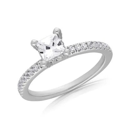 Canadian Dreams 14k White Gold .80ctw Princess Cut Diamond Engagement Ring