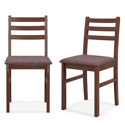 Set Of 2 Wooden Dining Chairs Mid-century Armless Chairs With Curved Backrest
