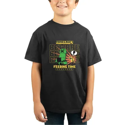 Minecraft Creeper Feeding Time Kids Grey T-shirt