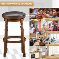 Set Of 29'' Swivel Bar Stool Leather Padded Dining Kitchen Pub Chair Backless