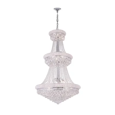 Empire 32 Light Down Chandelier With Chrome Finish