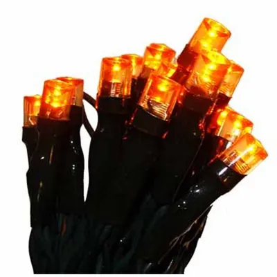 20 Battery Operated Amber Led Wide Angle Mini Christmas Lights - 6.25 Ft Green Wire