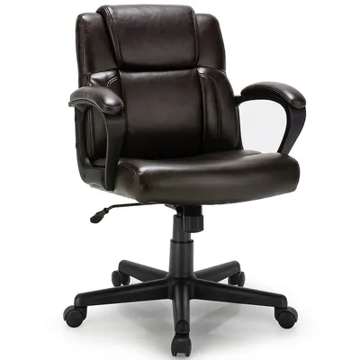 Executive Leather Office Chair Adjustable Computer Desk Chair W/ Armrest