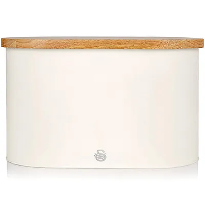 Nordic Collection Bread Bin With Bamboo Lid, 15cm X 35cm