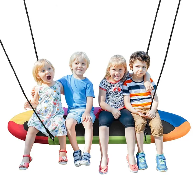 Costway 60'' Saucer Tree Swing Surf Outdoor Adjustable Kids Giant Oval  Platform Swing Set Colorful