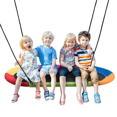 60'' Saucer Tree Swing Surf Outdoor Adjustable Kids Giant Oval Platform Swing Set Colorful