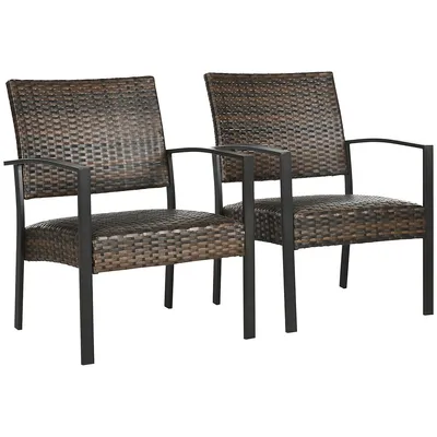 Outdoor Wicker Sofa Chair Set Of 2 Quick Dry Armchair Brown