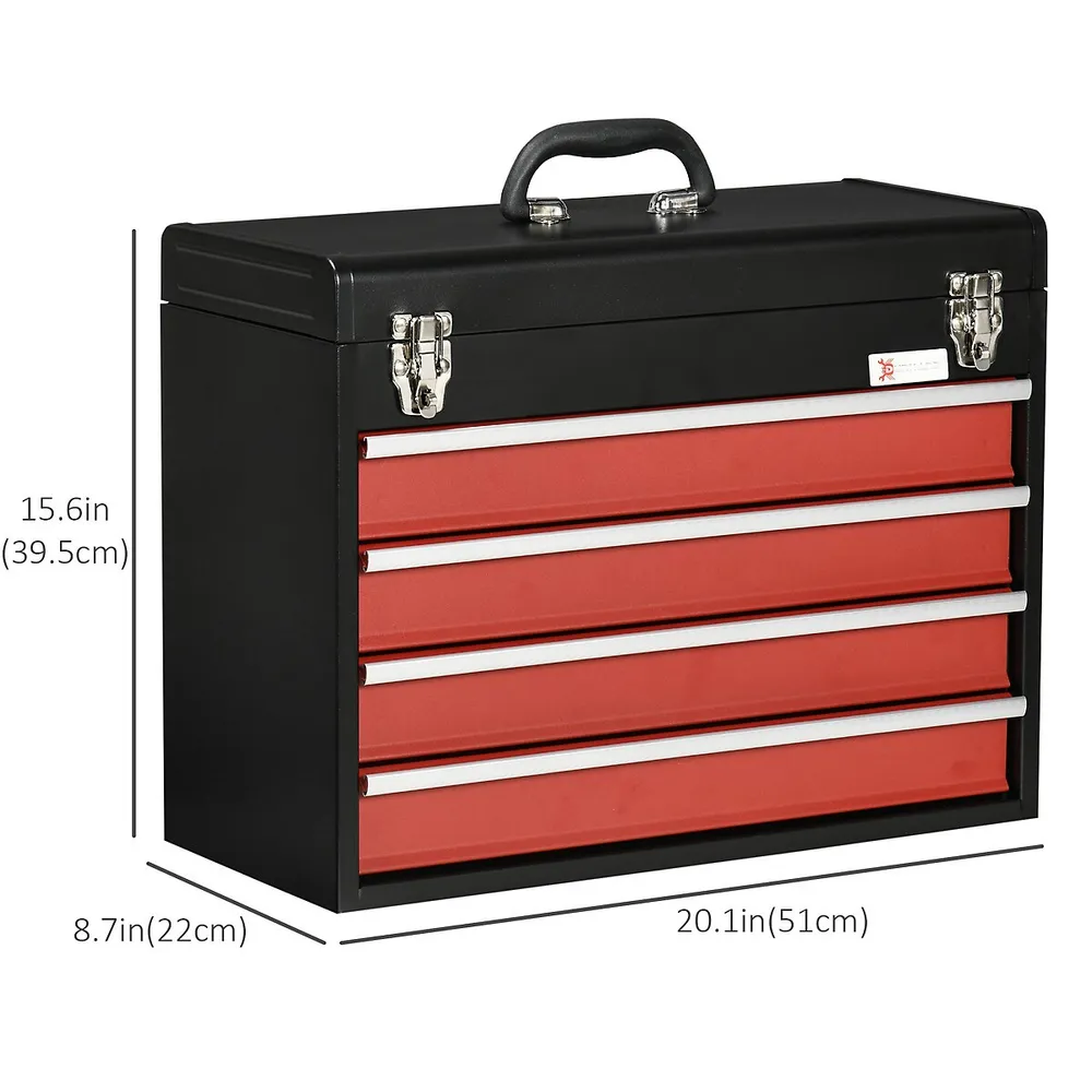 DURHAND Metal Tool Box Portable Chest Organizer With Drawers