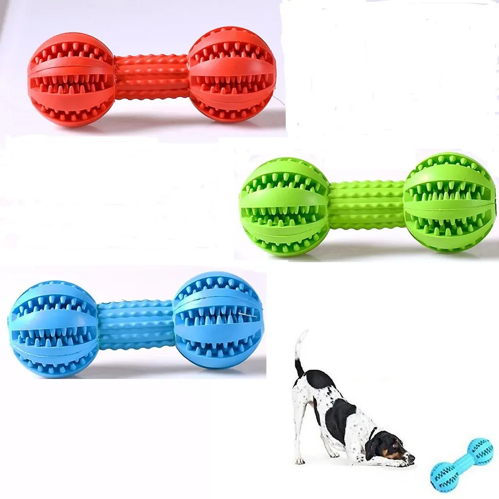 Fluffy Paws Dog Treat Chew Toy, Dumbbell Shaped Rubber Pet Toy