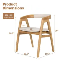 Leisure Bamboo Chair Dining Chair W/ Curved Back & Anti-slip Foot Pads