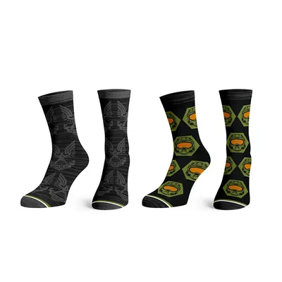 Halo Master Chief And Unsc Crest 2 Pack Socks