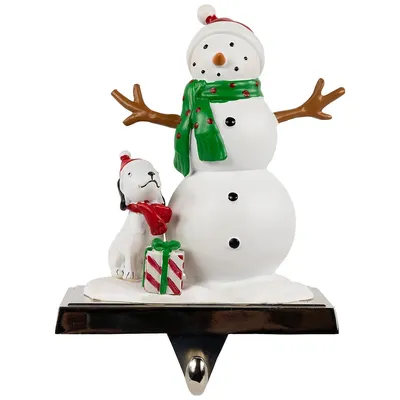 6" Snowman And Puppy Christmas Stocking Holder